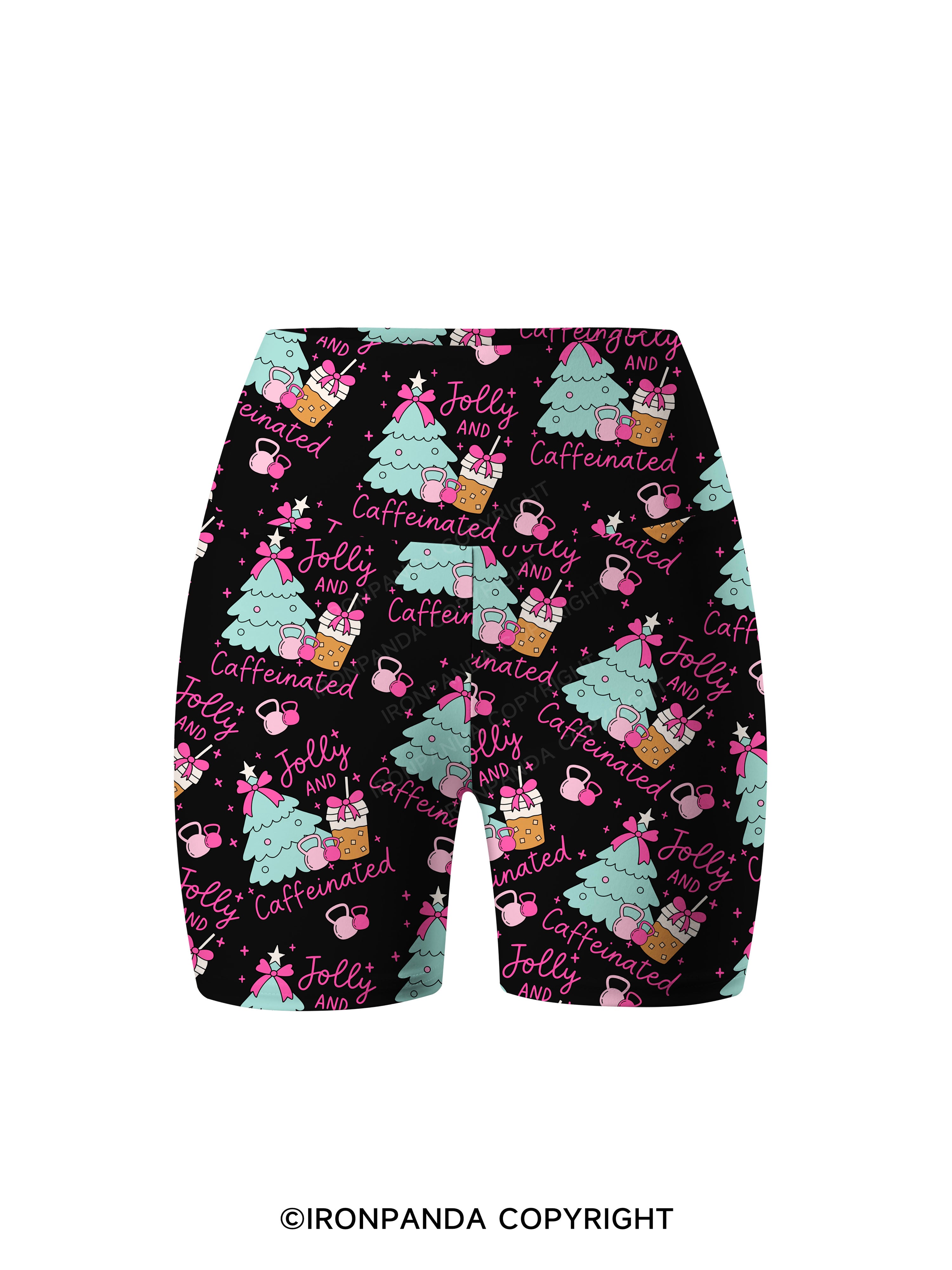 JOLLY AND CAFFEINATED Printed Yoga Cycling Shorts