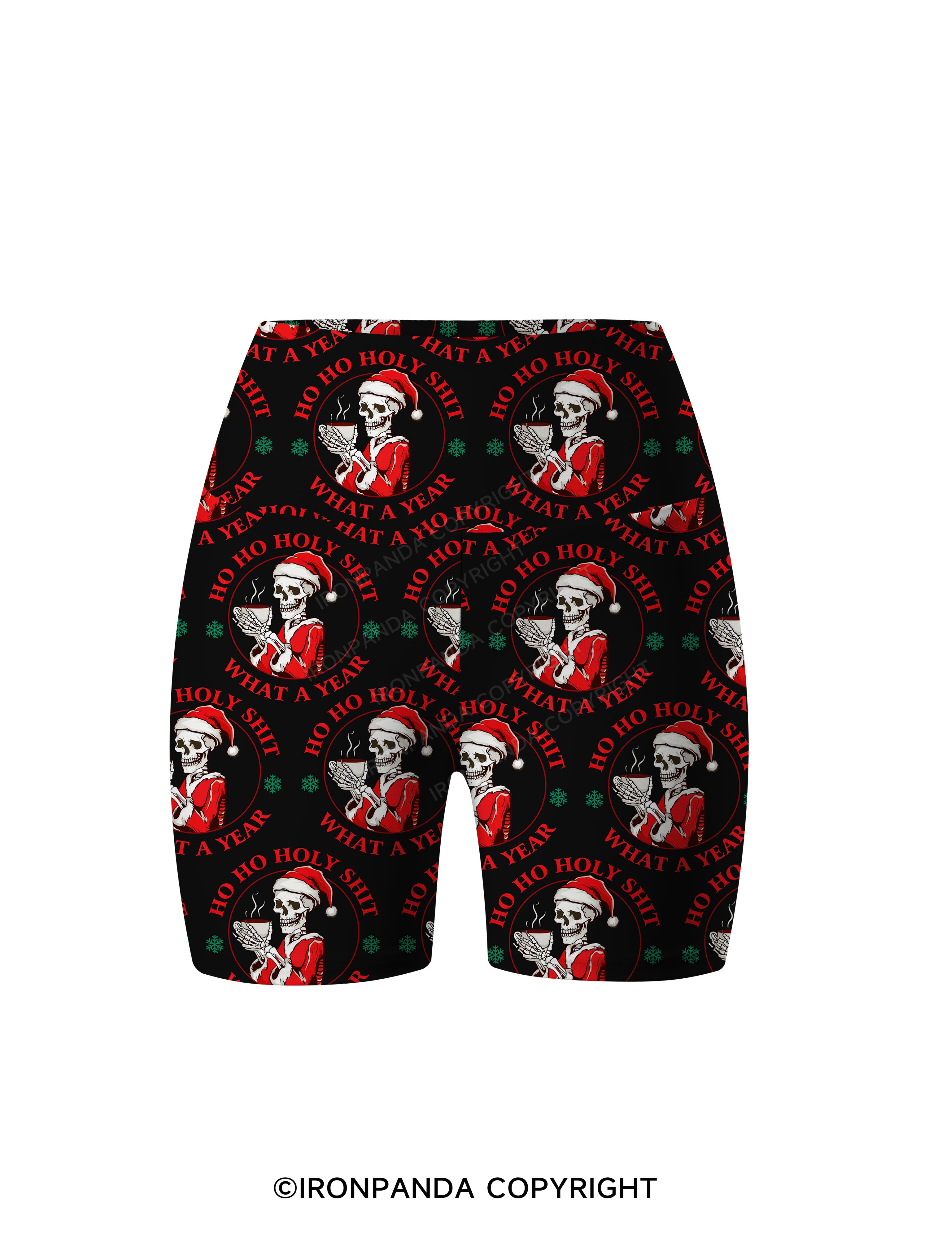 HOHOHO HOLLY SHIT WHAT A YEAR Printed Yoga Cycling Shorts