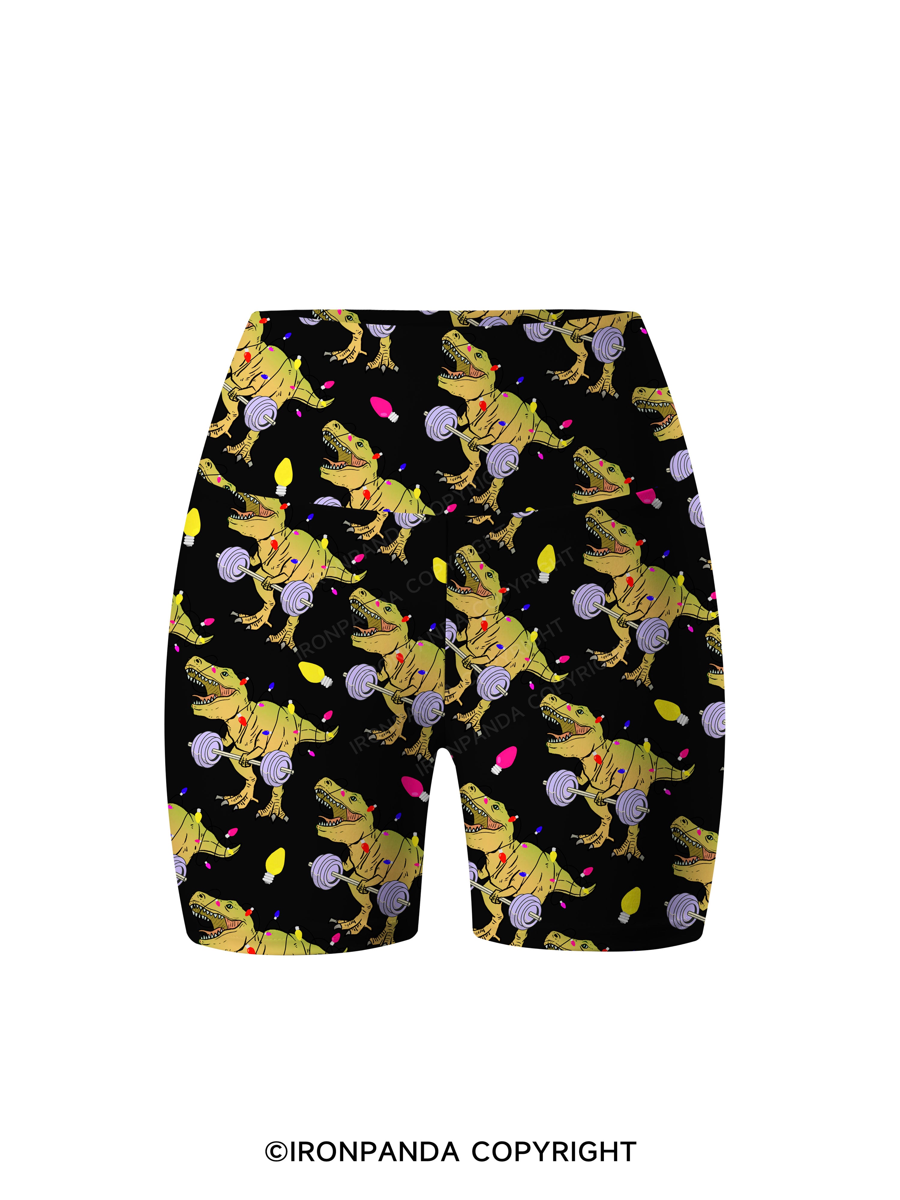 Christmas Dinosaur Printed Yoga Cycling Shorts