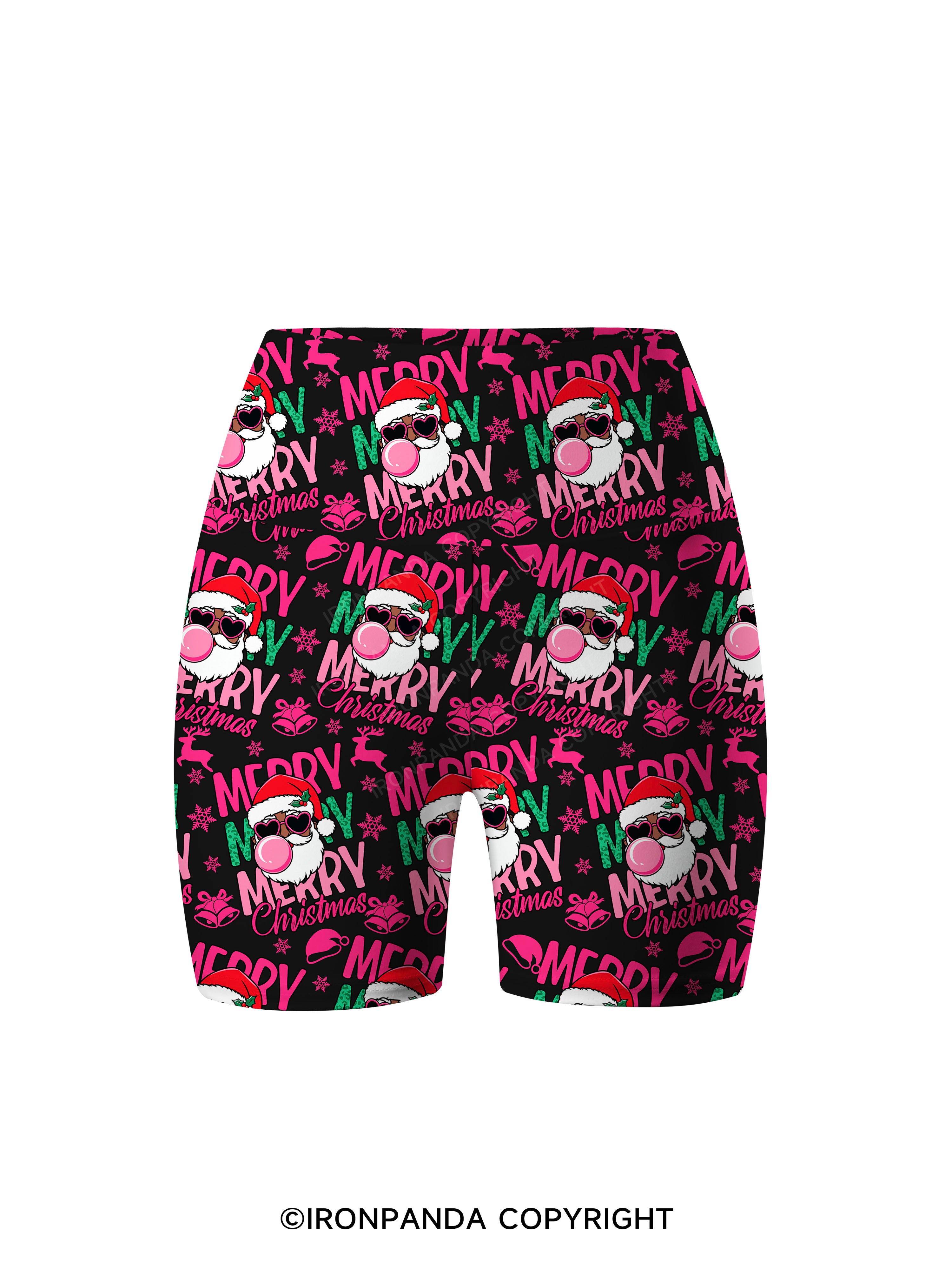 MERRY MERRY MERRY CHRISTMAS Printed Yoga Cycling Shorts