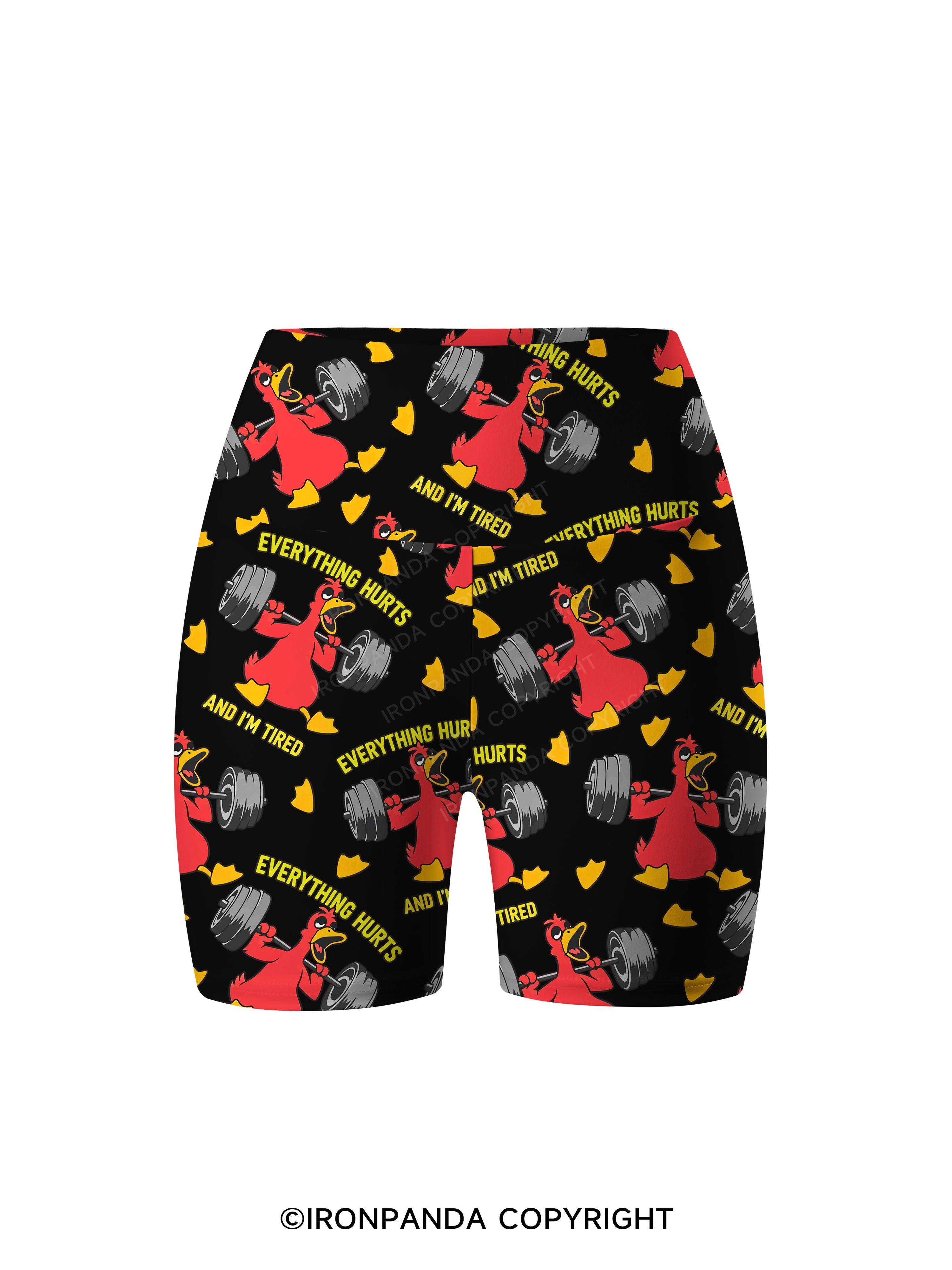 Everthing Hurts And I'm Tired Weightlifting Duck Printed Yoga Cycling Shorts