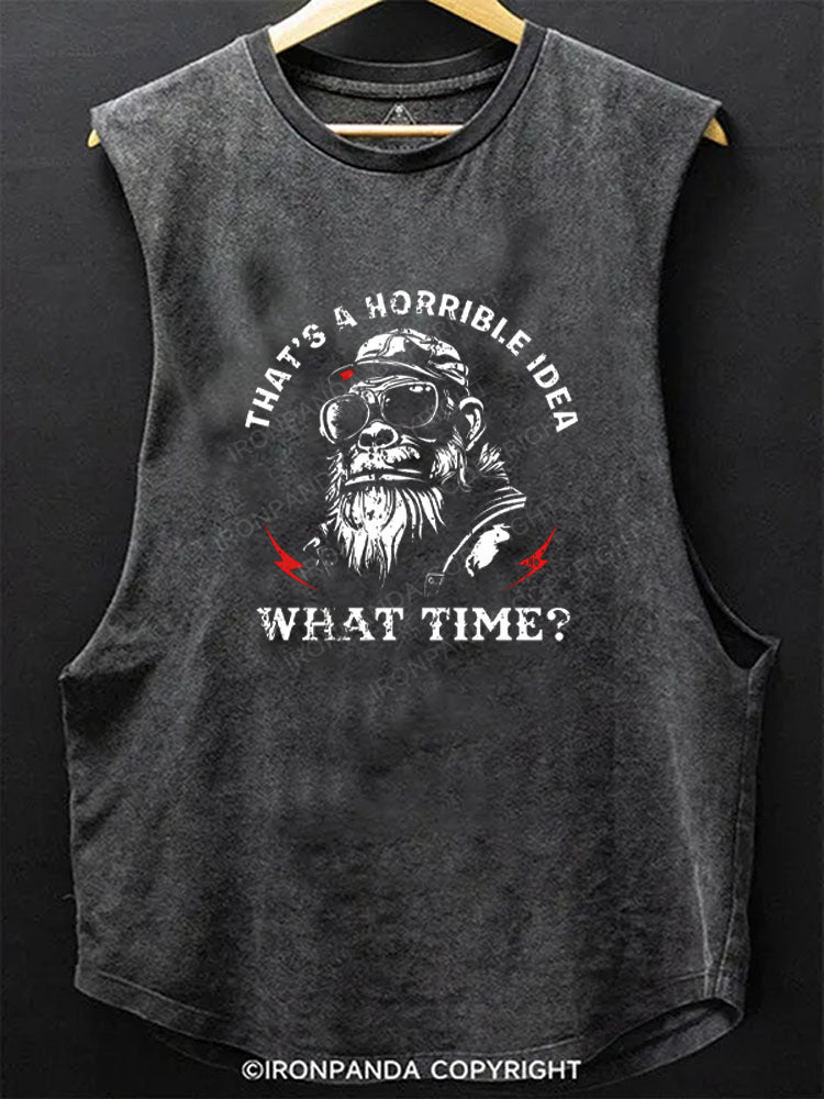 Retro That's A Horrible Idea What Time Monkey Scoop Bottom Cotton Tank