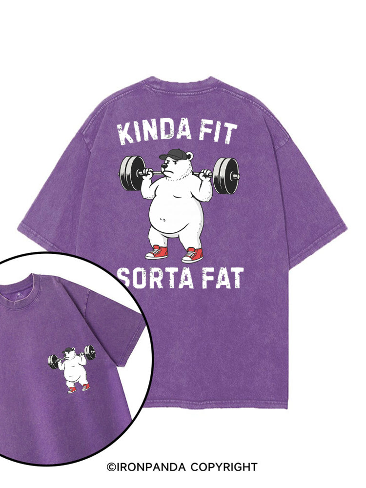 KINDA FIT, SORTA FAT WEIGHTLIFTING GYM printed Gym Shirt