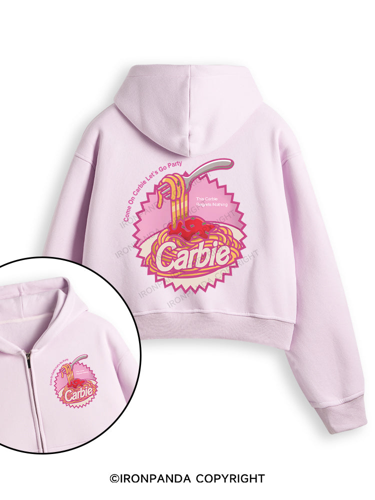 Carbie I Love Carbs Bread Pasta Pizza Fleece Crop Zip Up Hoodie