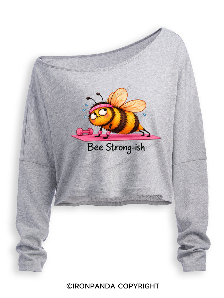 Bee Strong-ish Off Shoulder Long Sleeve Crop Top