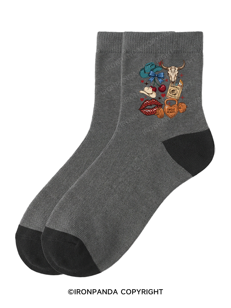 Sweat Hearts Western Gym Crew Socks