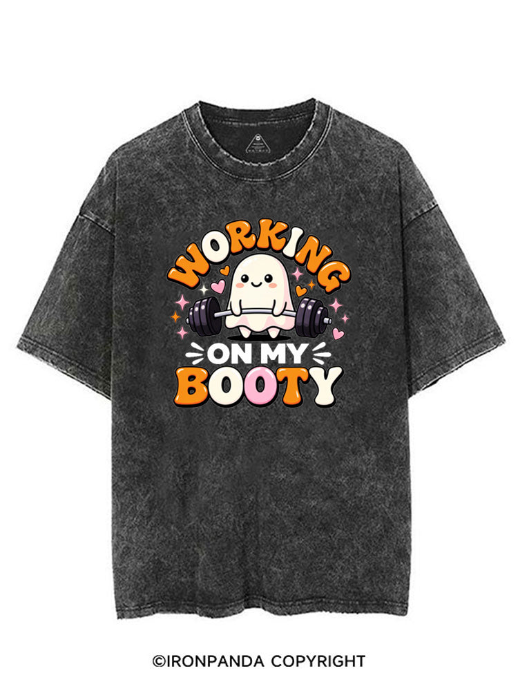 WORKING ON MY BOOTY FUNNY GHOST HALLOWEEN VINTAGE GYM SHIRT