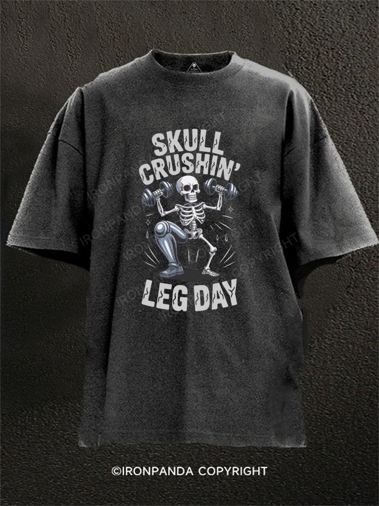 Skull Crushin' Leg Day Washed Gym Shirt