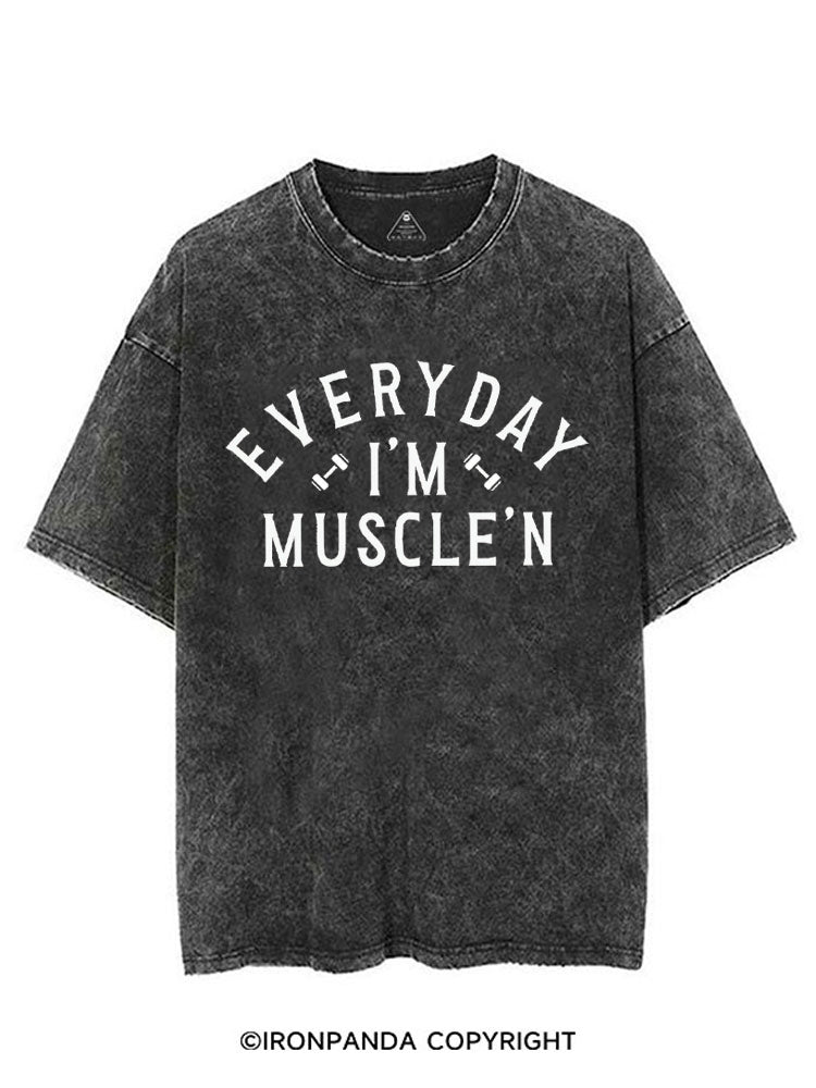 Everyday I'm Muscle'N Muscle VINTAGE GYM SHIRT