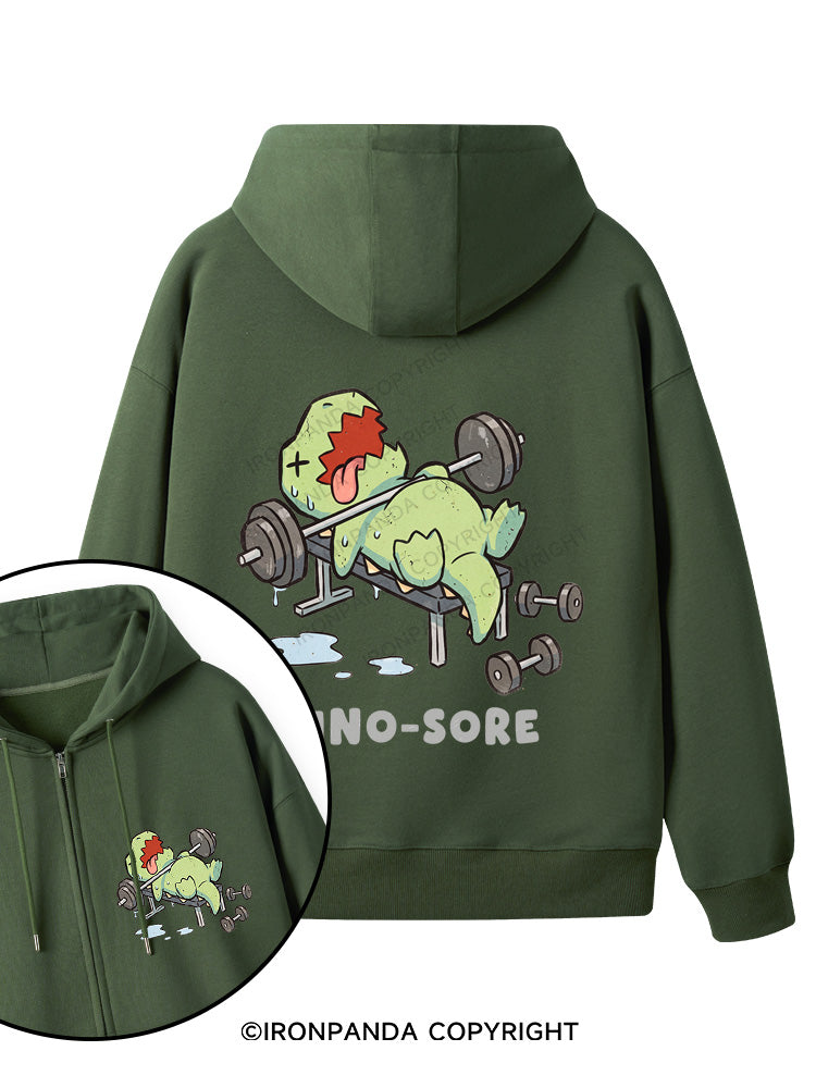 DINO-SORE FUNNY Double-Sided Printed Fleece Zip Up Hoodie