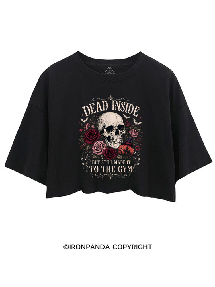 Dead Inside But Still Made It to the Gym Halloween Skeleton CROP TOPS