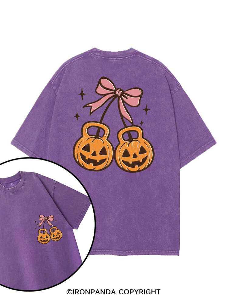 CHERRY PUMPKIN KETTLEBELL HALLOWEEN printed Gym Shirt