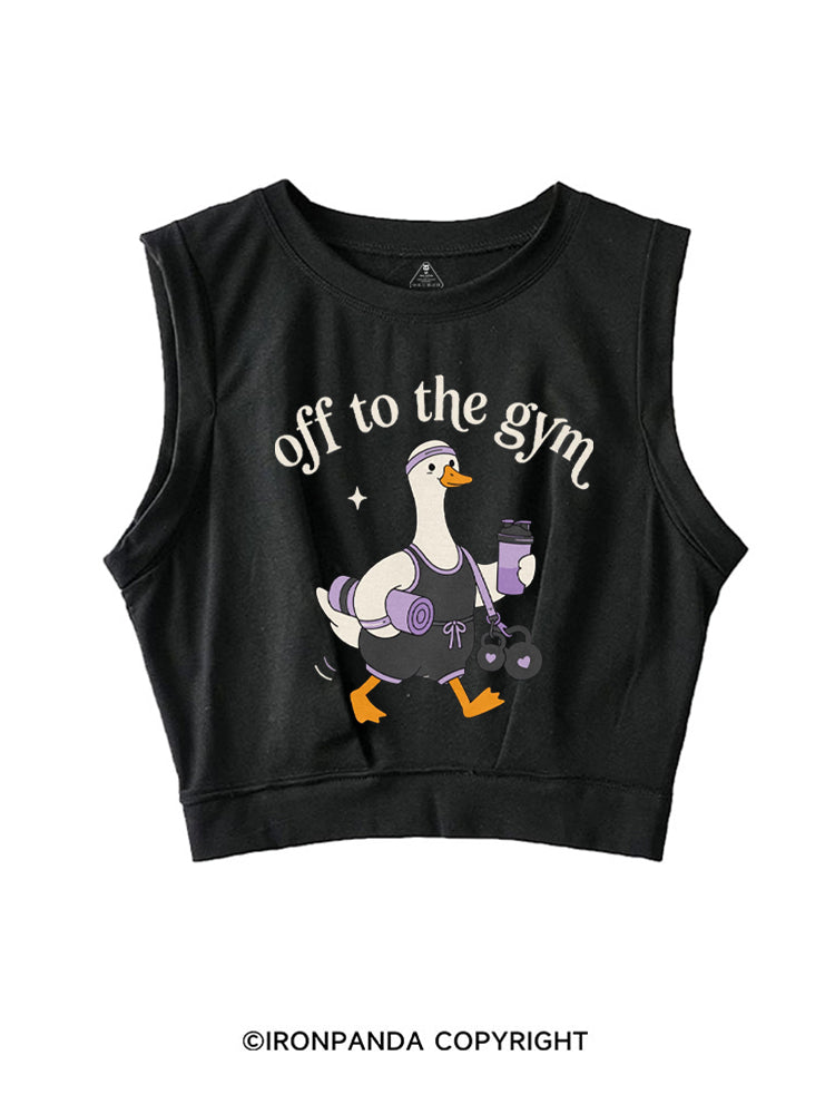 OFF TO THE GYM SILLY GOOSE SLEEVELESS CROP TOPS