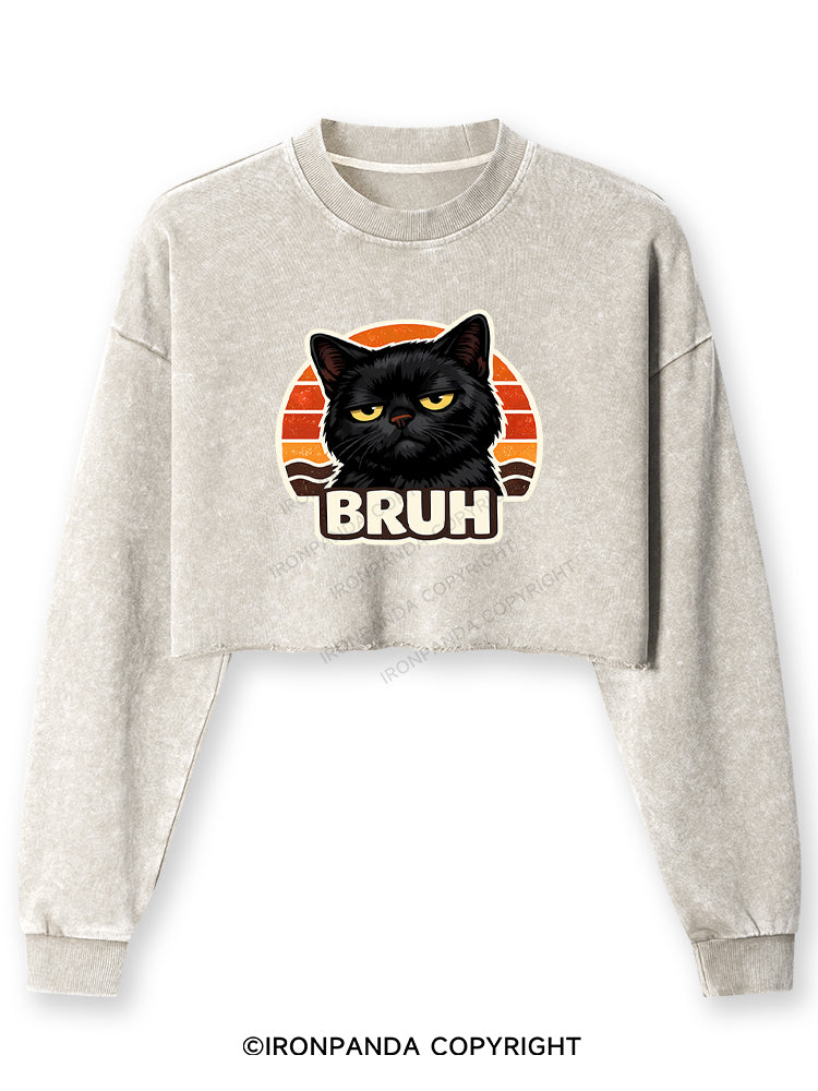 BRUH Washed Long-Sleeve Crop Top