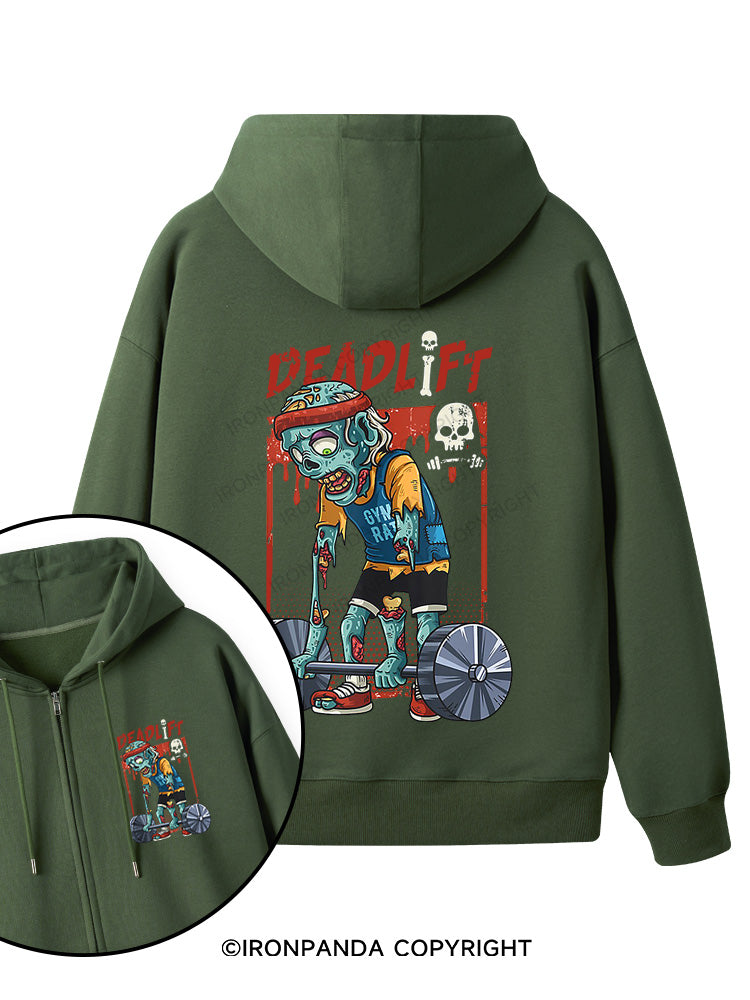 deadlift zombie Double-Sided Printed Fleece Zip Up Hoodie