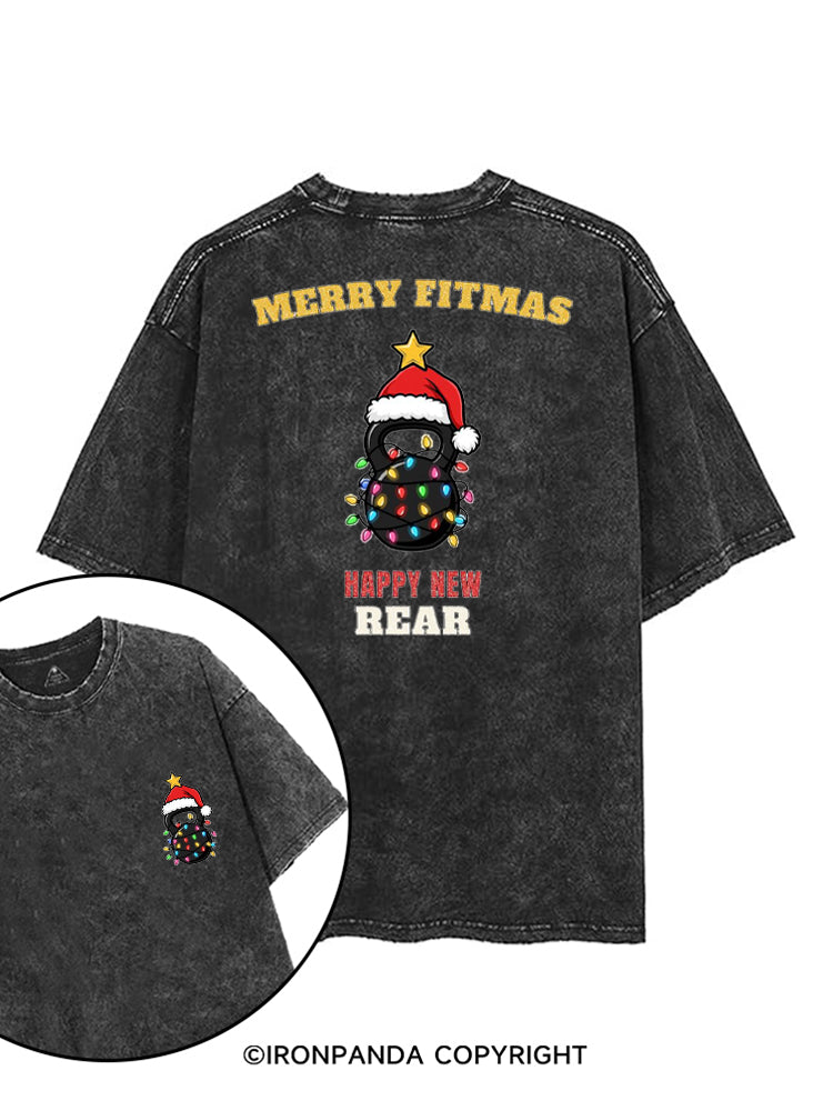 MERRY FITMAS HAPPY NEW REAR printed Gym Shirt