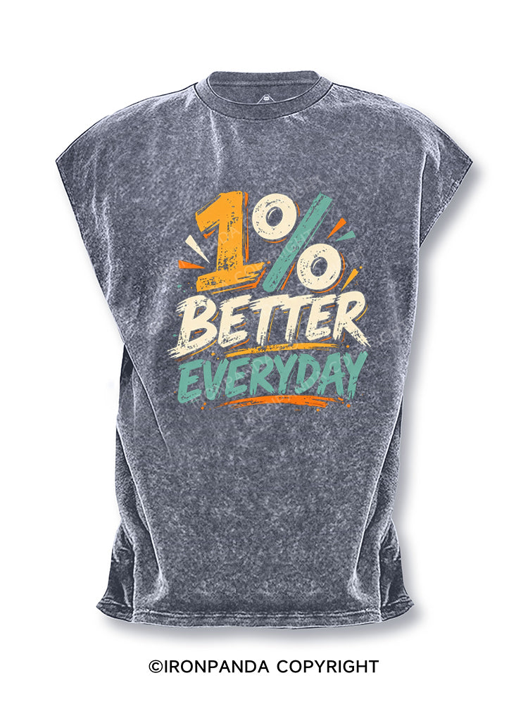 1% Better Everyday Daily Motivation Cut Off Tank