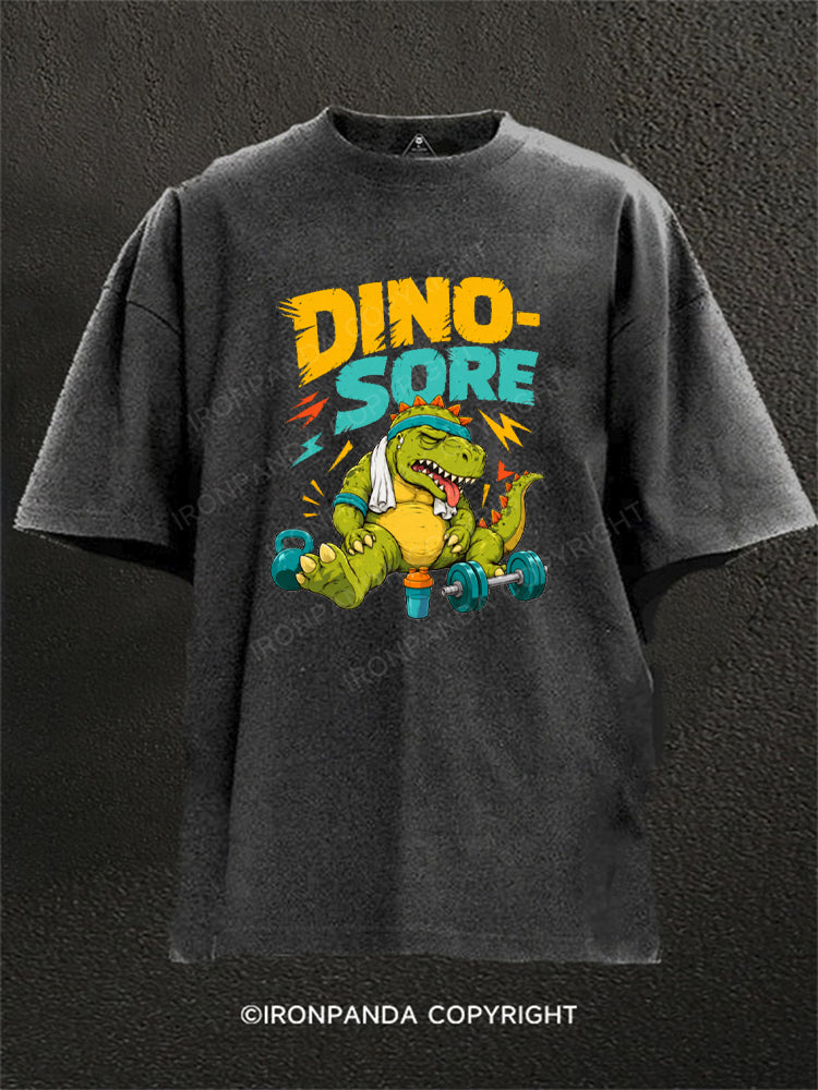 Dino Sore Gym Workout Exercise Washed Gym Shirt