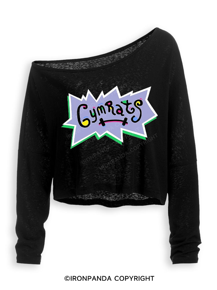 GYM RATS Off Shoulder Long Sleeve Crop Top