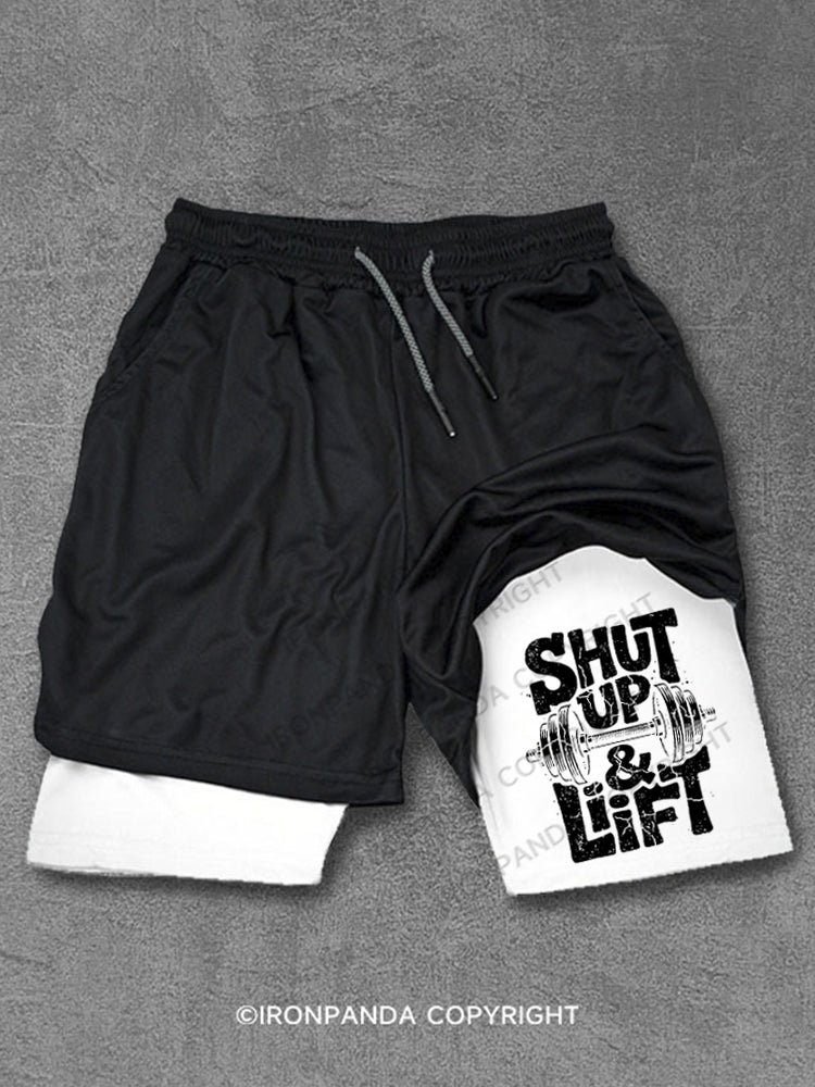 Shut Up And Lift Funny Gym Motivation Performance Training Shorts