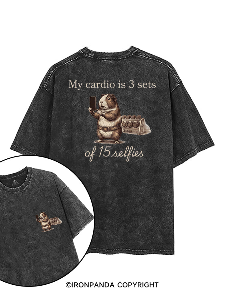 MY CARDIO IS 3 SETS OF 15 SELFIES GUINEA PIG printed Gym Shirt