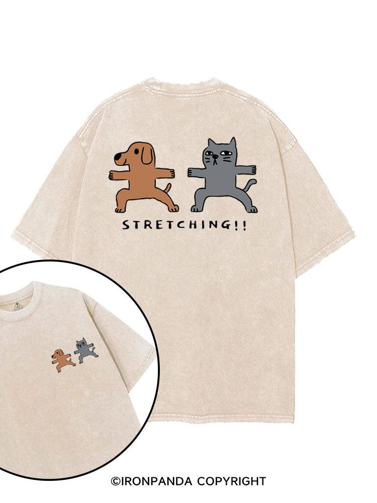 STRETCHING!! printed Gym Shirt