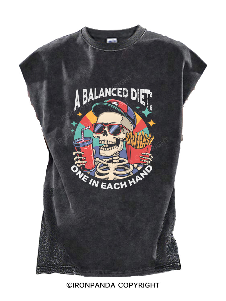 A Balanced Diet One in Each Hand Cut Off Tank
