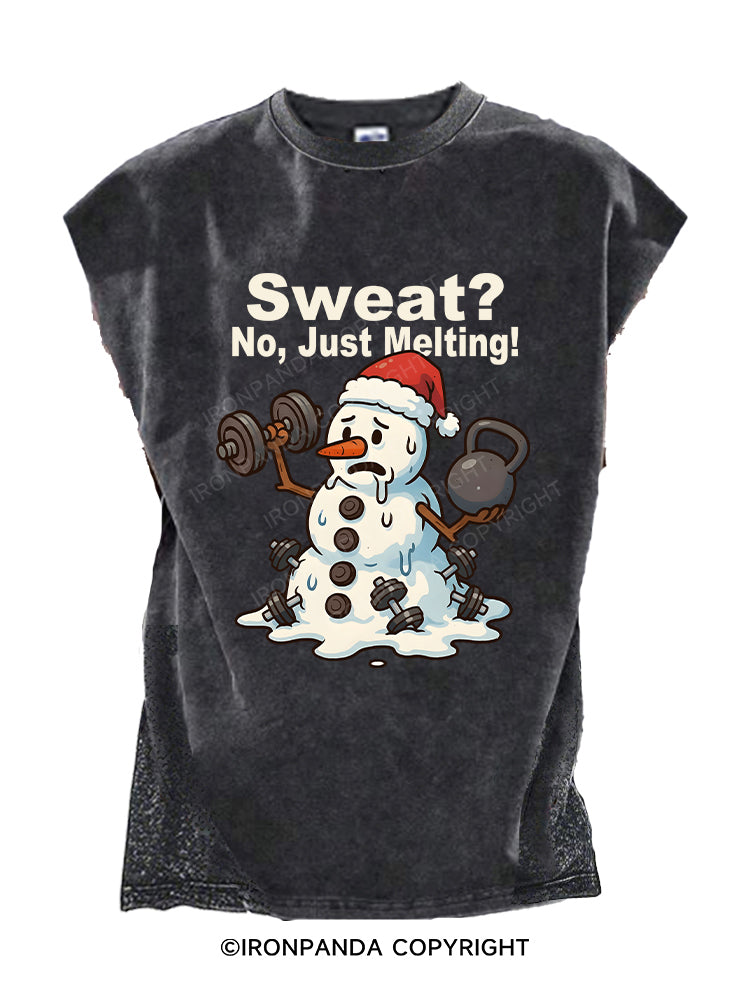 Sweat？ No, Just Melting! Back Printed Cut Off Tank