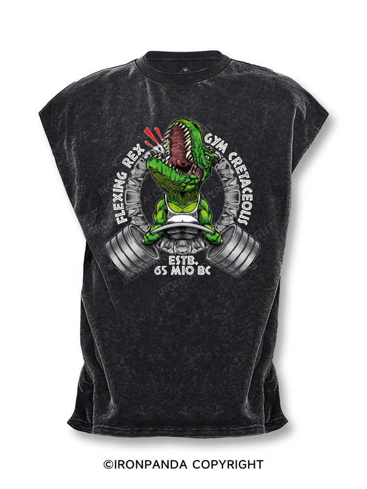 Flexing Rex Gym Cretaceous Cut Off Tank