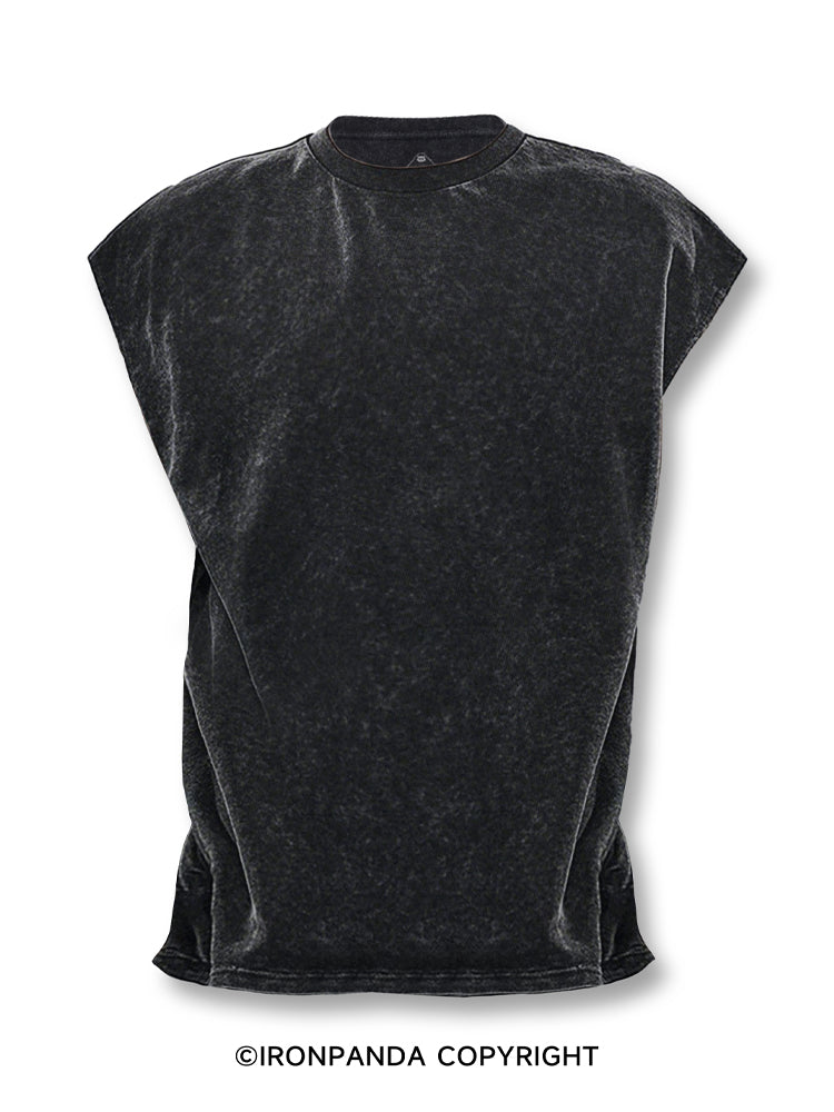 everything hurts and I'm tired Back Printed Cut Off Tank