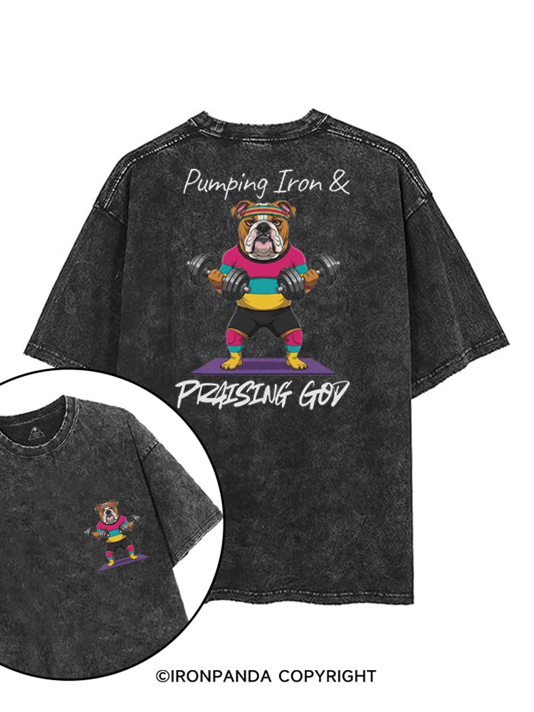 Pumping Iron and Praising God printed Gym Shirt