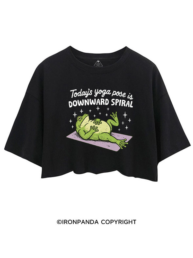 Today's Yoga Pose Is Downward Spiral Frog CROP TOPS