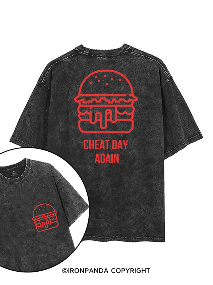 CHEAT DAY AGAIN HAMBURGER printed Gym Shirt