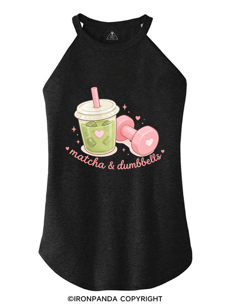 MATCHA & DUMBBELLS MATCHA GYM LOVER ROCKER COTTON TANK