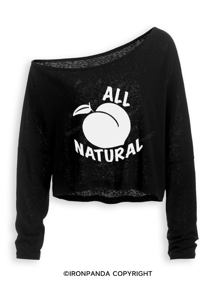 ALL NATURE Off Shoulder Long Sleeve Crop Top