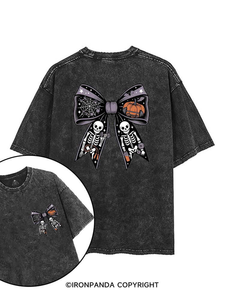 HALLOWEEN BOW SKELETON WORKOUT printed Gym Shirt