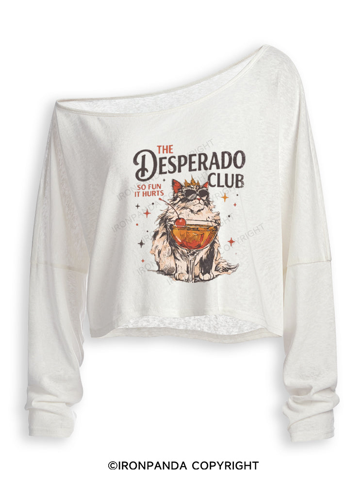 THE DESPERADO CLUB SO FUN IT HURTS Off Shoulder Long Sleeve Crop Top