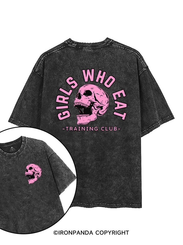 Girls Who Eat Skeleton Weightlifting printed Gym Shirt