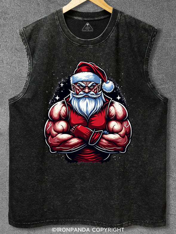 Muscle Santa Claus Washed Gym Tank