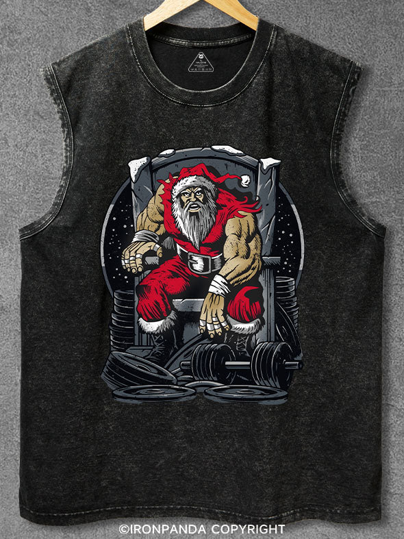 Muscle Santa Claus Washed Gym Tank