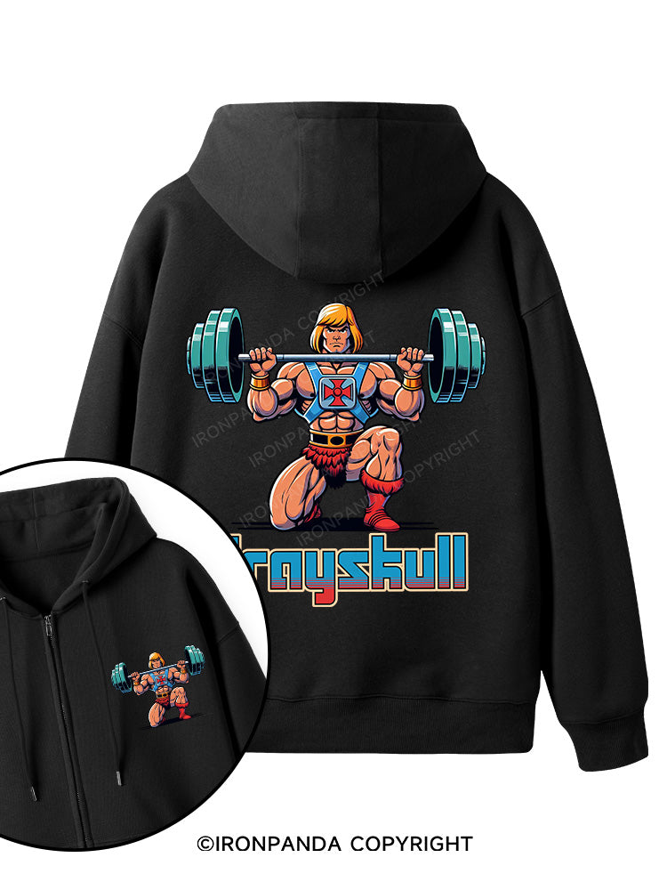 grayskull he man weightliting Double-Sided Printed Fleece Zip Up Hoodie