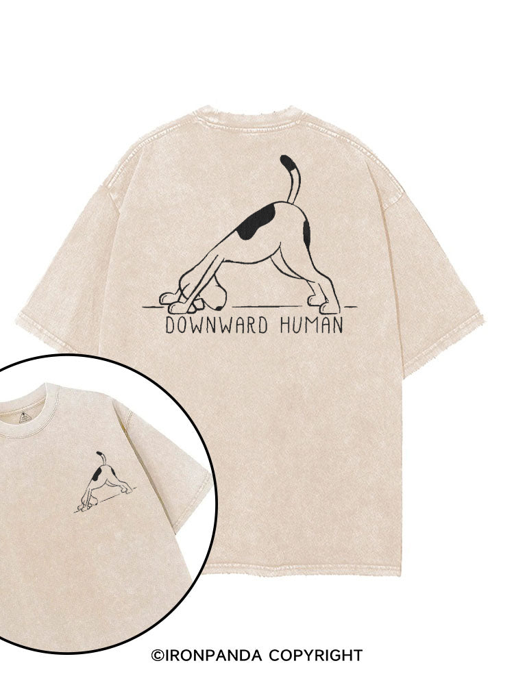 Downward Human Cute Dog printed Gym Shirt