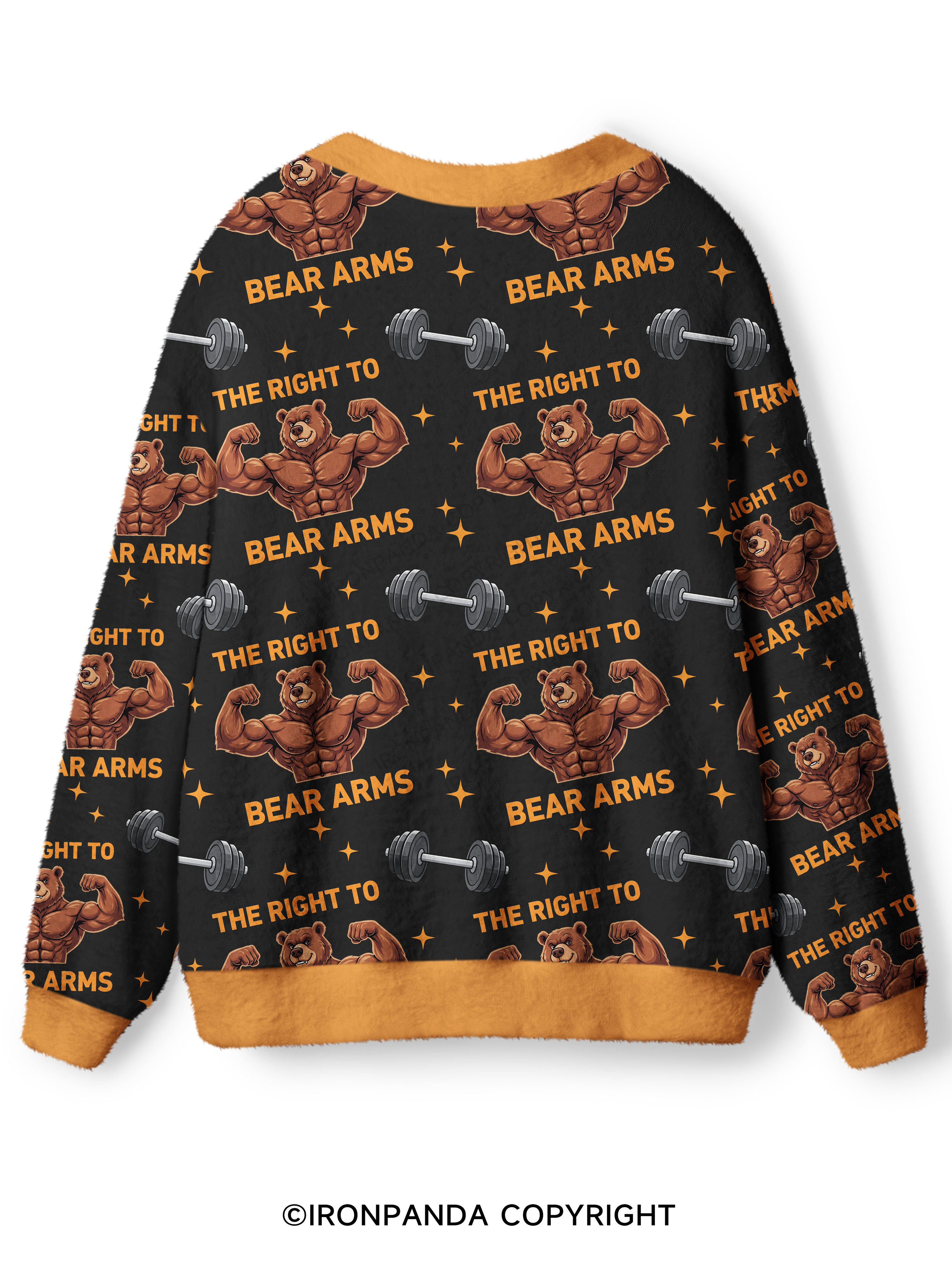 The Right to Bear Arms Muscular Bear Ugly Cardigan Sweater