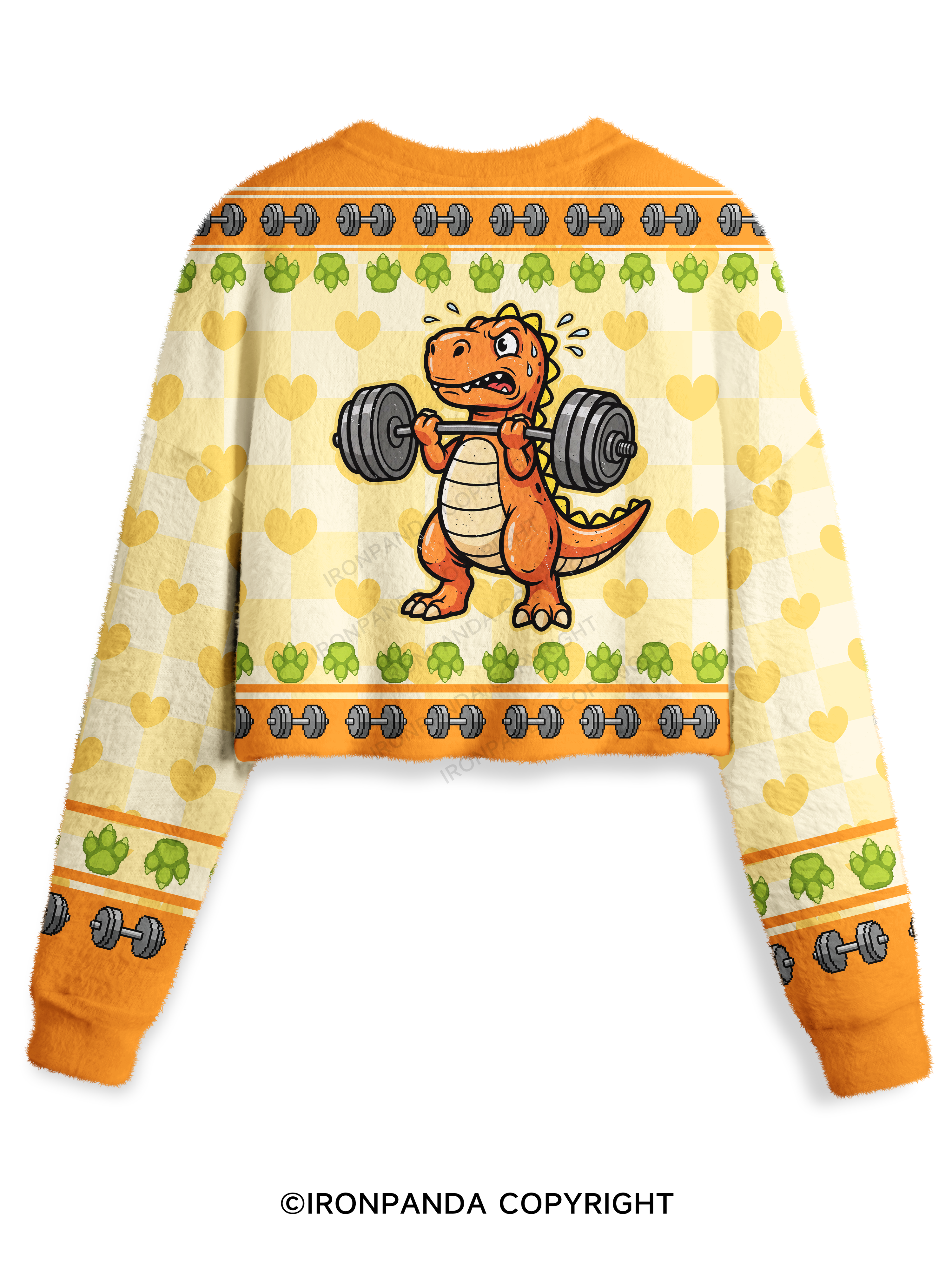 Dino-Sore Lifter Workout Crop Ugly Sweater