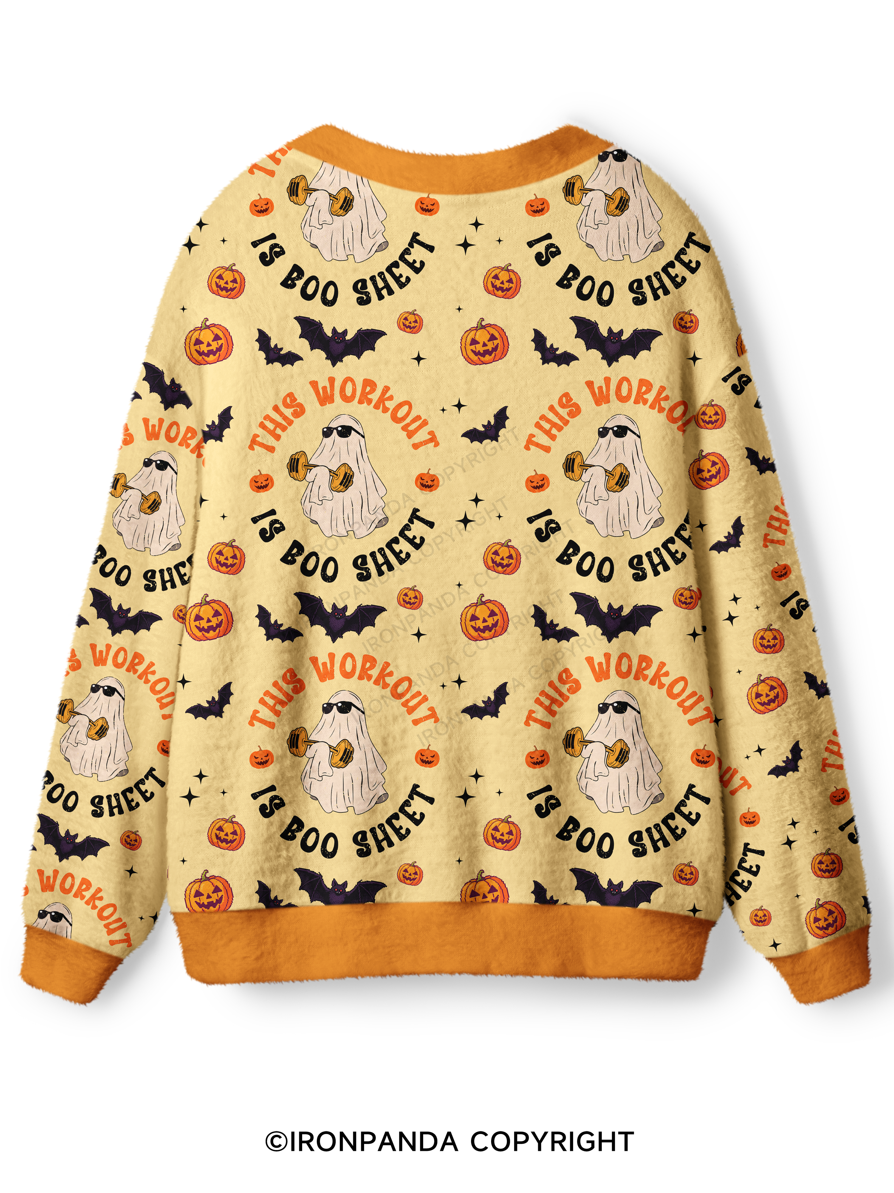 This Workout Is Boo Sheet Funny Ghost Ugly Cardigan Sweater