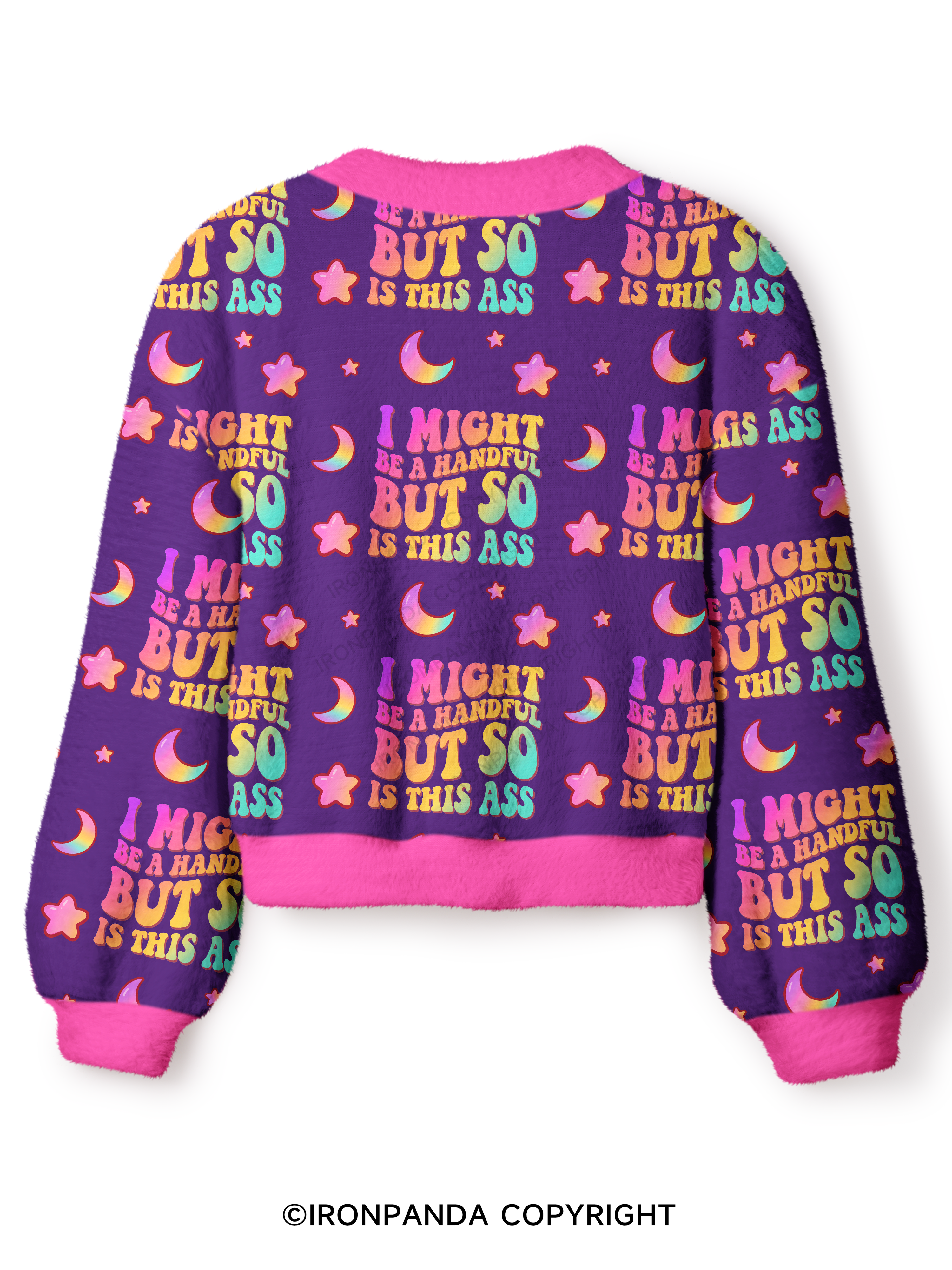 I MIGHT BE A HANDFUL BUT SO IS THIS ASS GYM Crop Ugly Cardigan Sweater