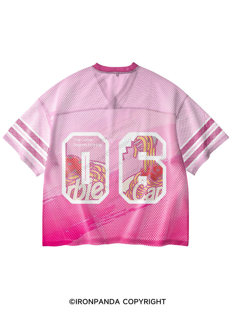 Carbie I Love Carbs Bread Pasta Pizza V-Neck Open Hole Mesh Top