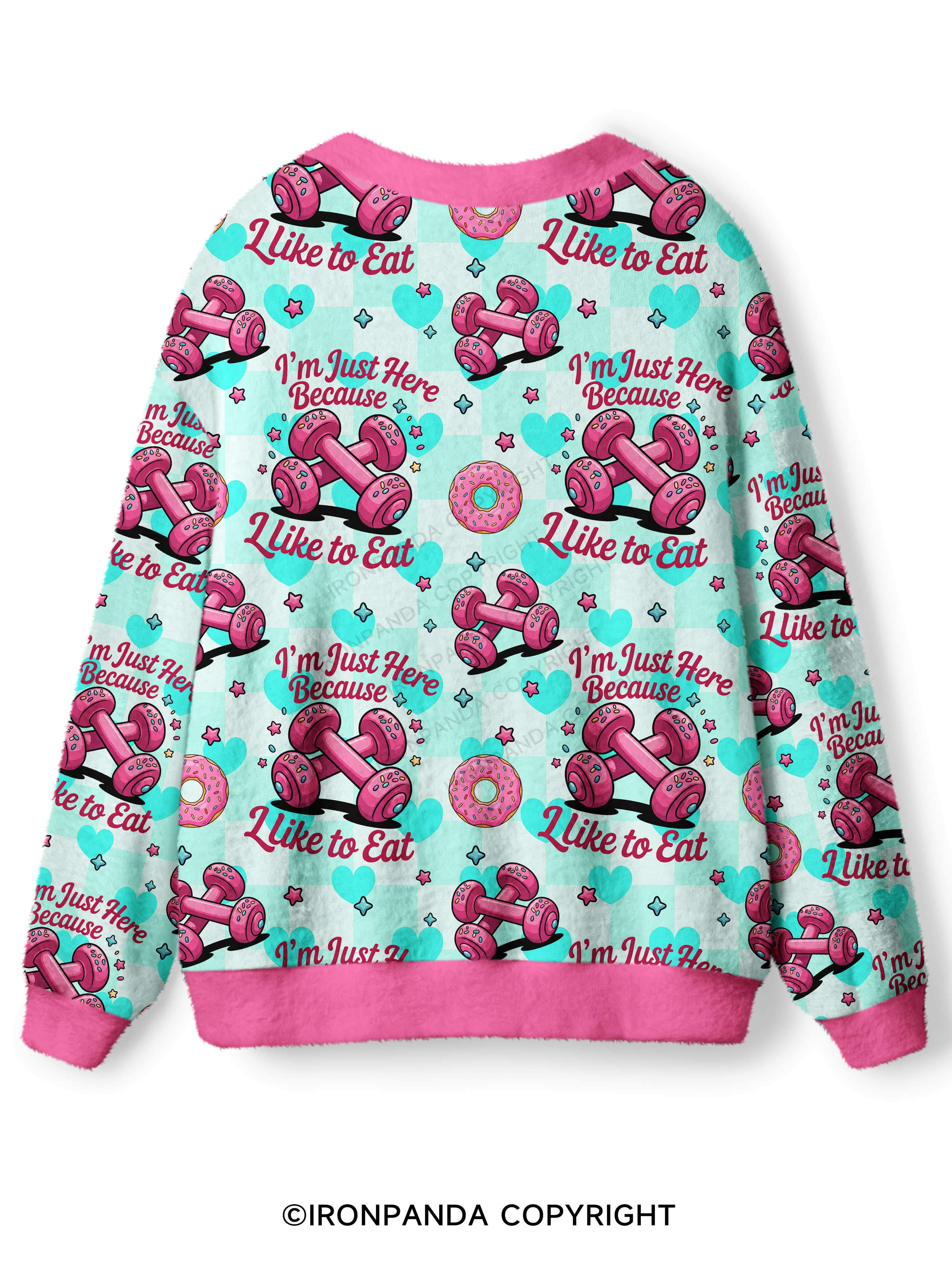 I'M JUST HERE BECAUSE I LIKE TO EAT Ugly Cardigan Sweater
