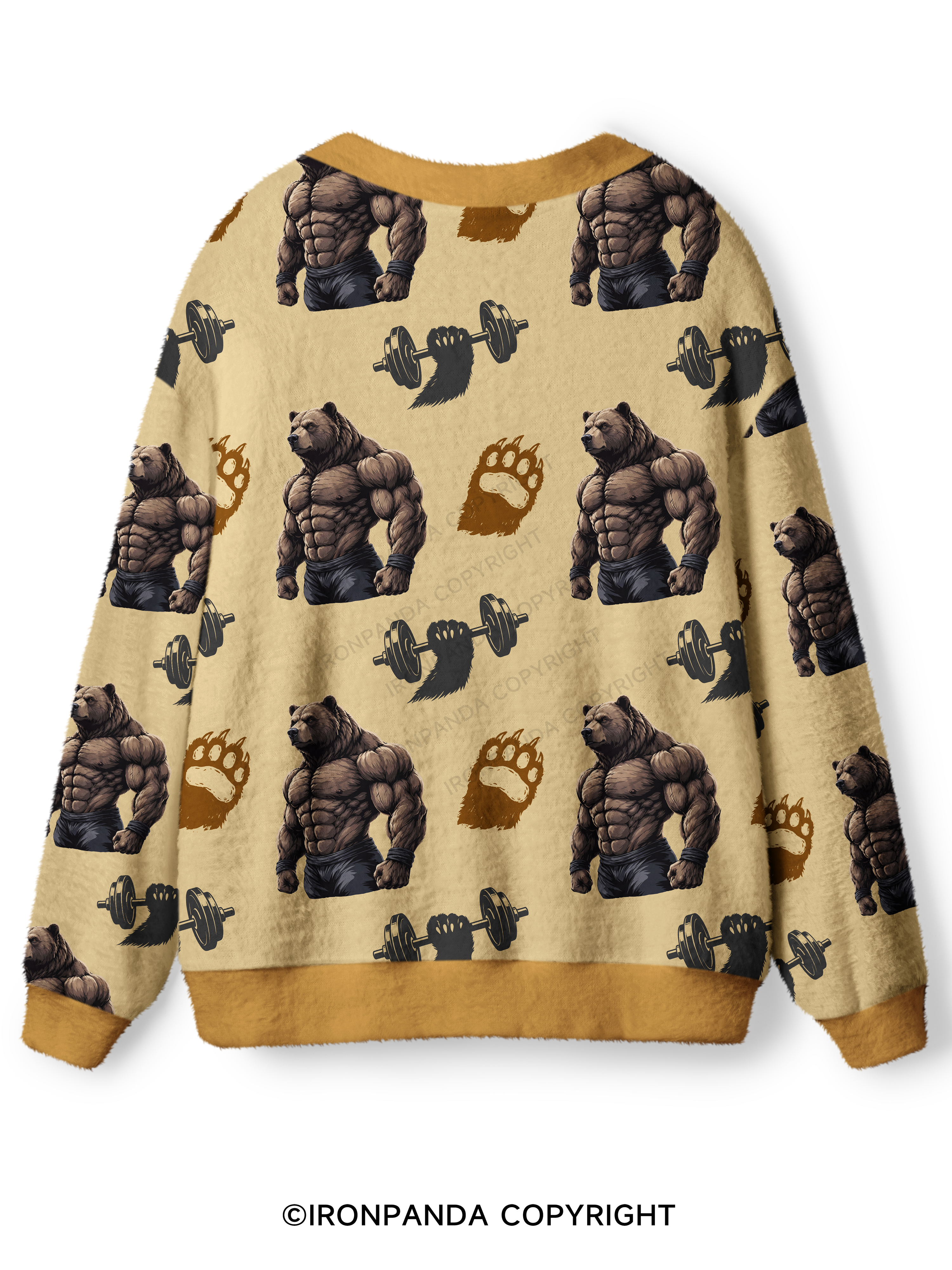 Muscular Bear Bodybuilder Ugly Cardigan Sweater