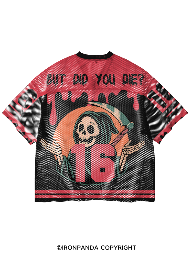 But did you die? Ghost V-Neck Open Hole Mesh Top